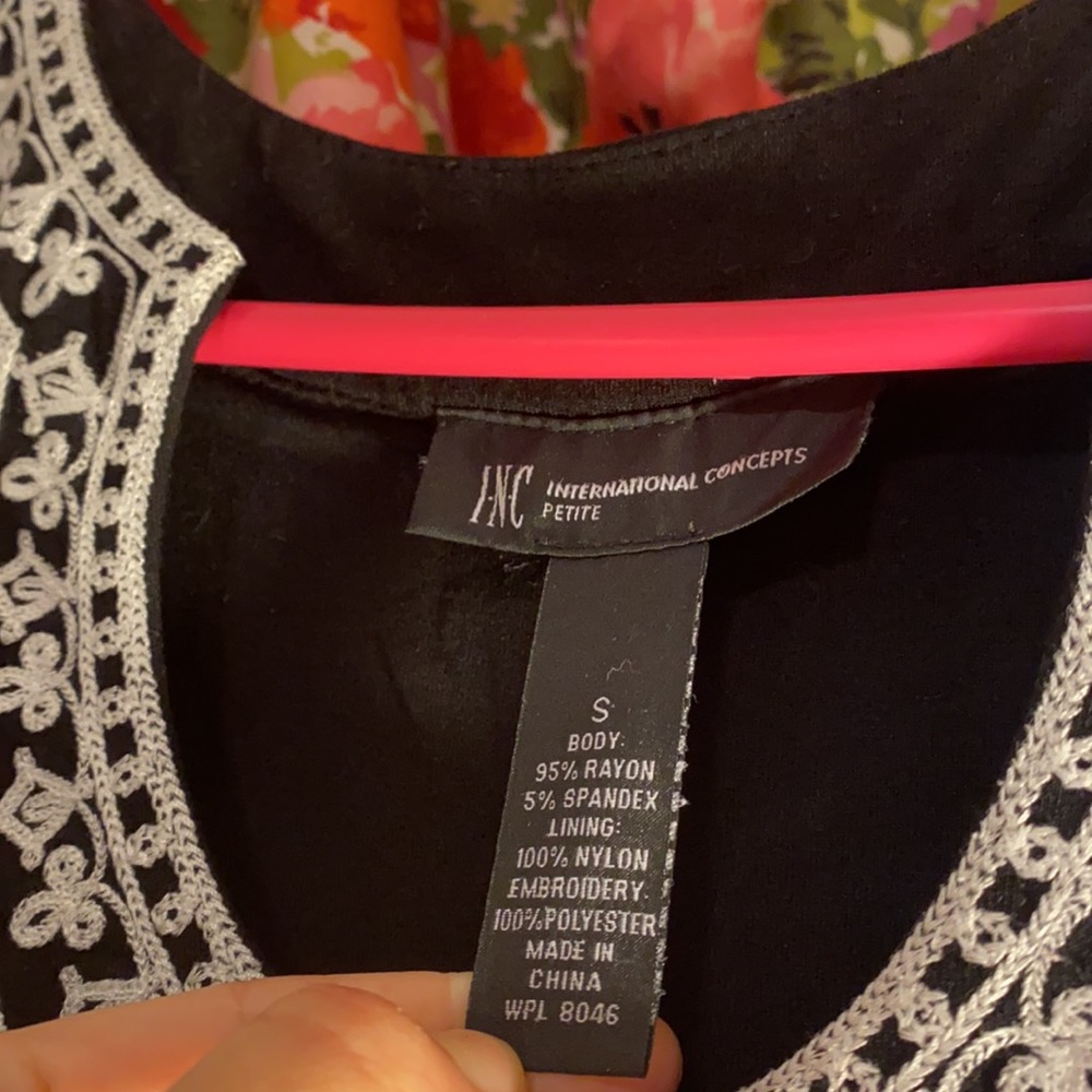 INC Dress Embroidered Black and White size petite small - Picture 5 of 11